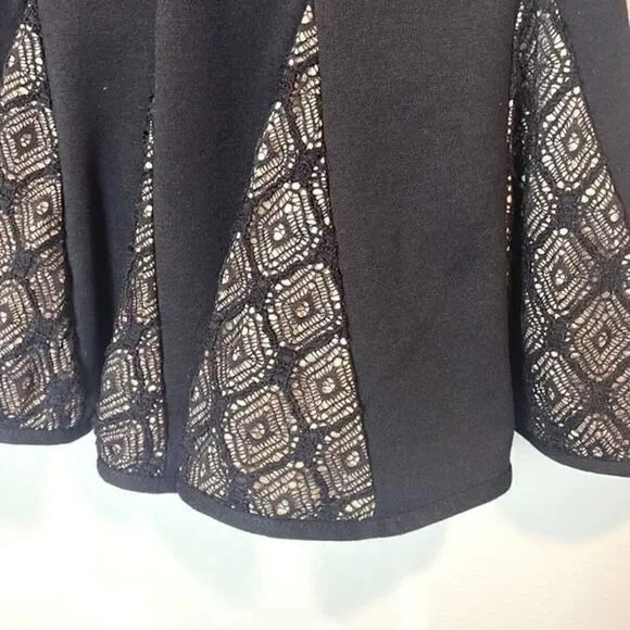 Catherine Malandrino for Design Nation lace long sleeve black fit flare dress 6 - Picture 4 of 8